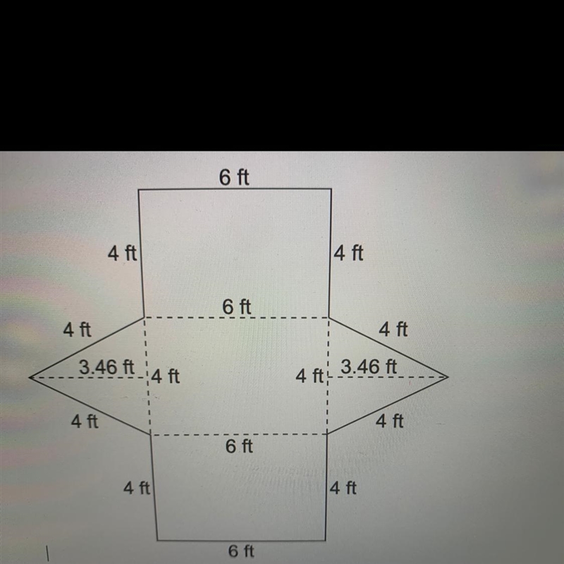 A tent in the shape of a triangular prism is made using the following piece of fabric-example-1