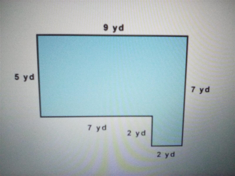 What is the area of the figure? A. 21 yards squared B. 35 yards squared C. 49 yards-example-1