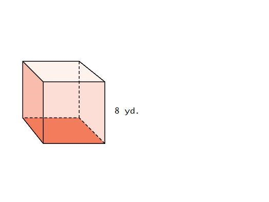 An image shows a square prism with a height of 8 yd. The prism has a base area of-example-1