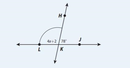 Find the value of x and m∠HKL.-example-1