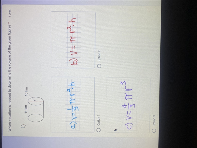 Which equation is needed to determine the volume of the given figure?-example-1