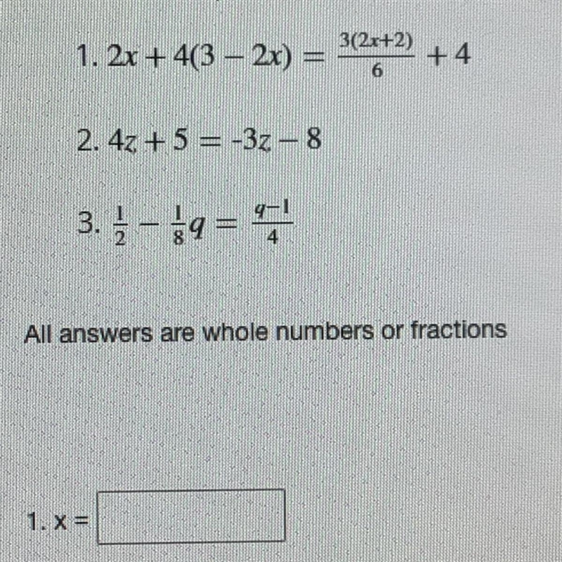 What is the answer to each equation?-example-1