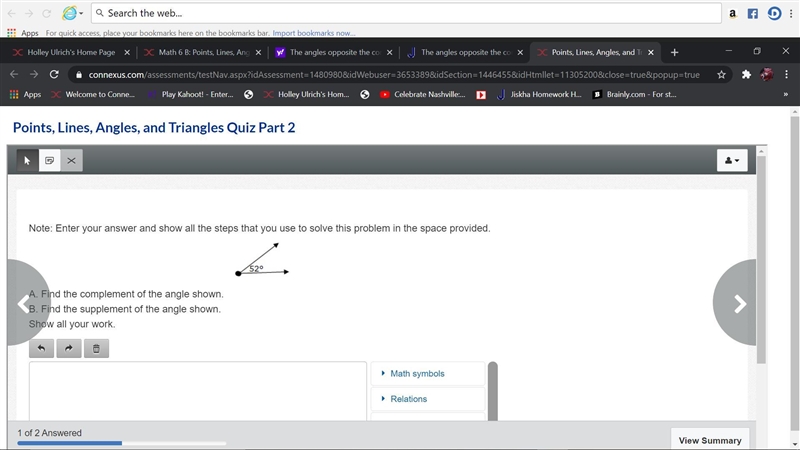 A. Find the complement of the angle shown. B. Find the supplement of the angle shown-example-1