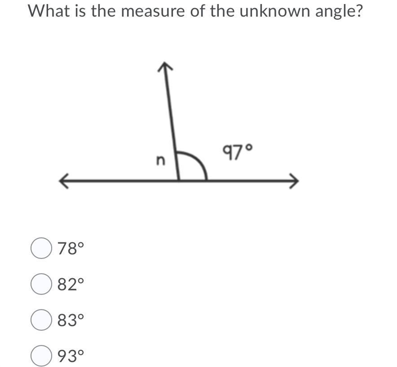 What is the measure of the unknown angle?-example-1