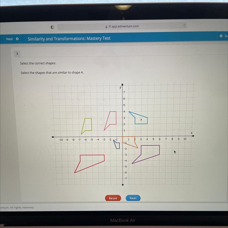 Select the correct shapes. select the shapes that are simmilar to shape a-example-1