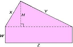 If Y = 16 inches, Z = 20 inches, H = 7 inches, and W = 4 inches, what is the area-example-1