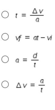 Which equation can be used to solve for acceleration?-example-1