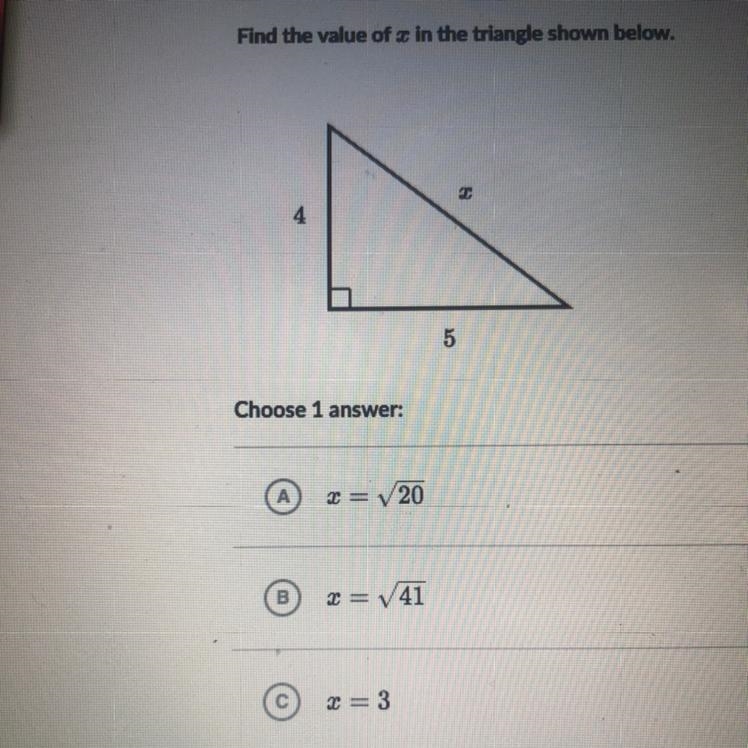 Find the value of x in the triangle shown below.-example-1