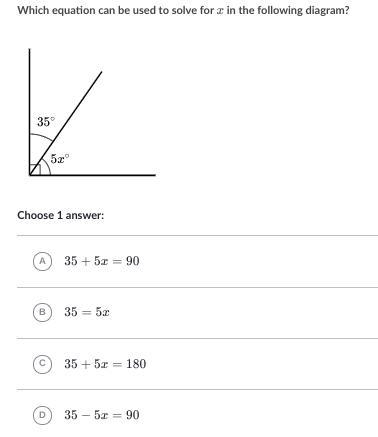 Which equation can be used to solve for x in the following diagram.-example-1