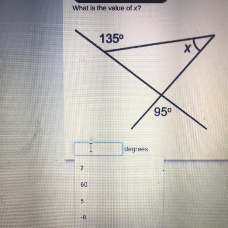 What is the value of x? 135° х 950 degrees-example-1