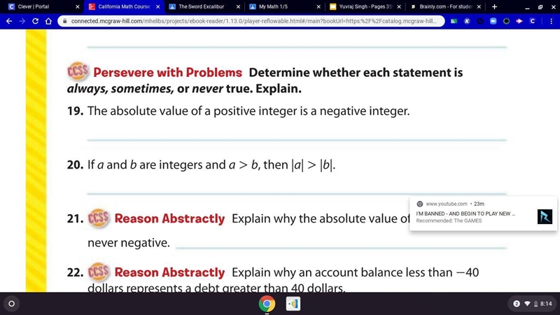 Number 20. if a and b are integers and a > b, then l a l > l b l-example-1