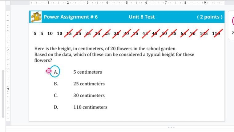 Here is the height, in centimeters, of 20 flowers in the school garden. Based on the-example-1