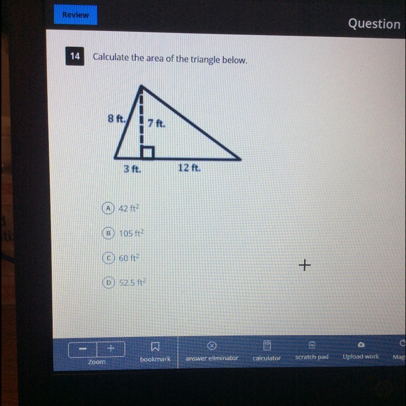 Calculate the area of the triangle below.-example-1