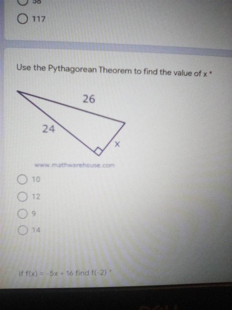 Use the Pythagorean Theorem to find the value of x.-example-1