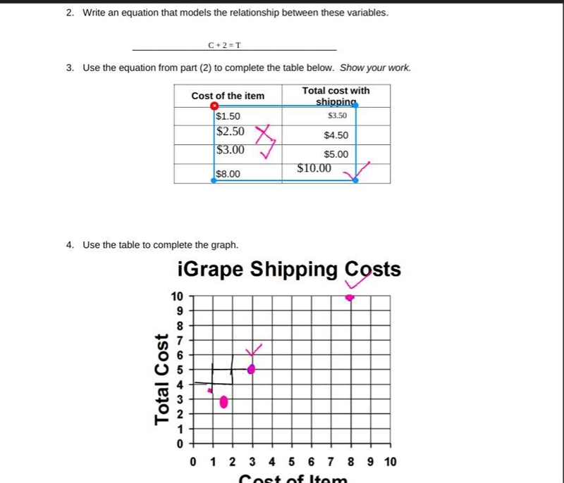 Ok so I only need help with the table and I need you to help me with the 2.50 one-example-1