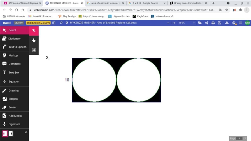 How do I solve for the area of the shaded region?-example-1