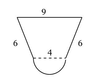 Find the Perimeter of the figure below, composed of an isosceles trapezoid and one-example-1