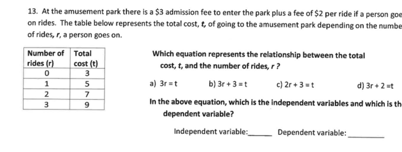 What is the Independent variable and the Dependent variable?-example-1