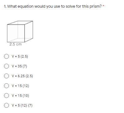 What equation would you use to solve for this prism?-example-1