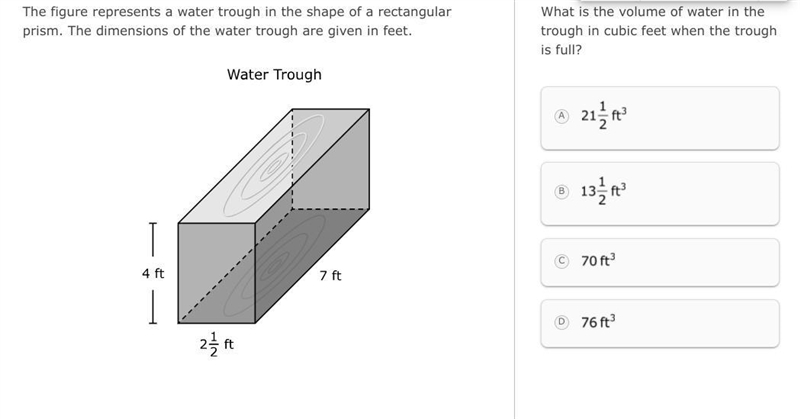 What is the volume of water in the trough in cubic feet when the trough is full?-example-1