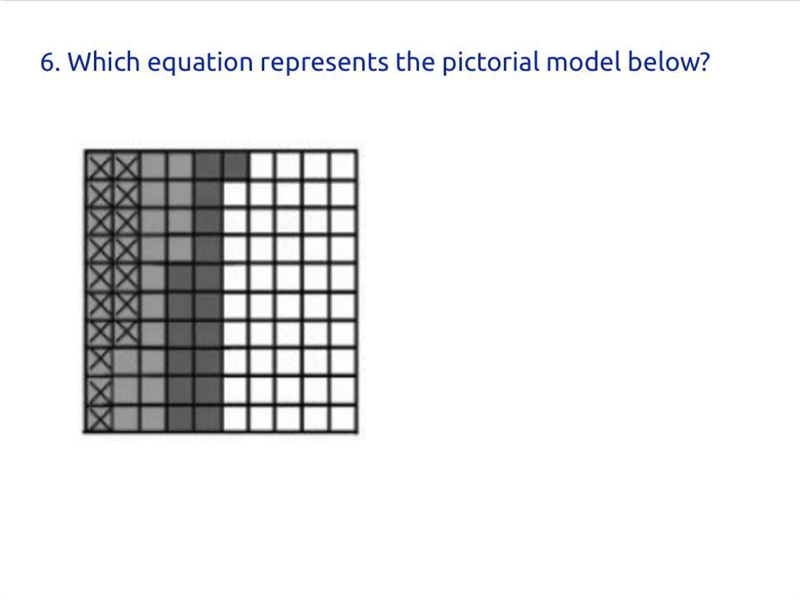 Which equation represents the pictorial model below? Answers: 5 x 0.10 = 0.50 0.17 x-example-1