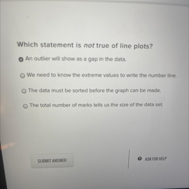 Which statement is NOT true of line plots-example-1