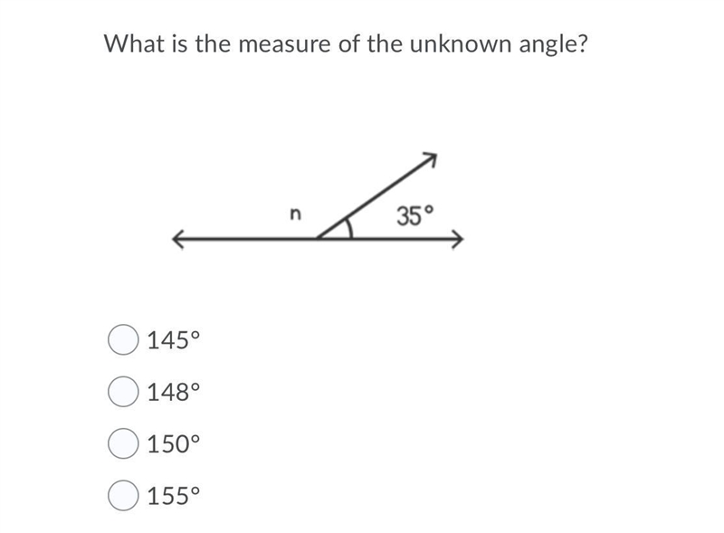 What is the measure of the unknown angle?-example-1