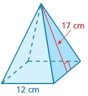 Find the surface area of the pyramid. The side lengths of the base are equal.-example-1