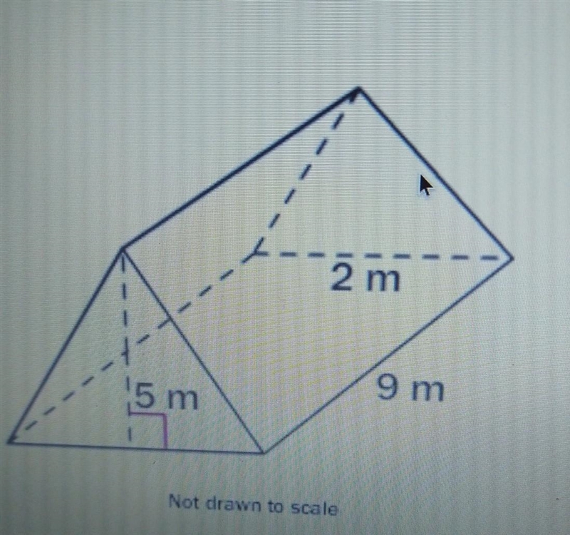 Find the volume of the triangular prism. 1.)90 m3 2.)9 m3 3.)5 m3 4.) 45 m3​-example-1