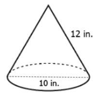 John has to paint the entire cone for a school project. What is the surface area of-example-1