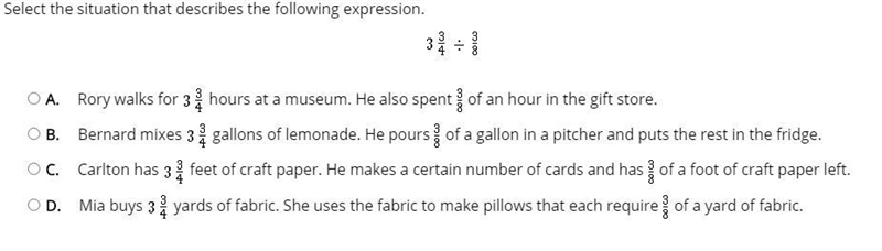 Select the situation that describes the following expression.-example-1