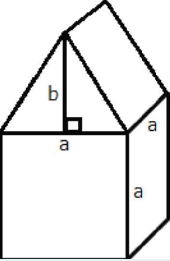 What is the volume of the figure below if a = 9 units and b = 7 units?-example-1