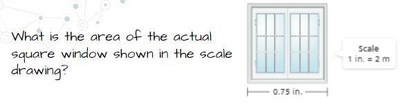 PLS HELP!!!! LOOK AT PICTURE! What is the area of the actual square window shown in-example-1