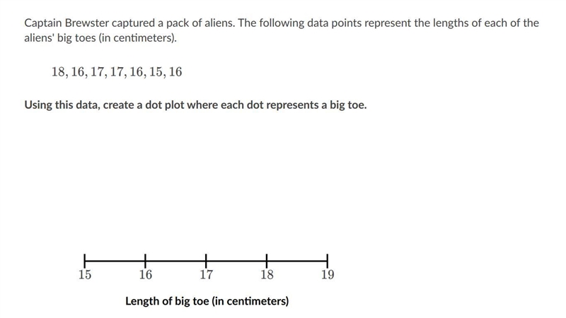 Captain Brewster captured a pack of aliens. The following data points represent the-example-1