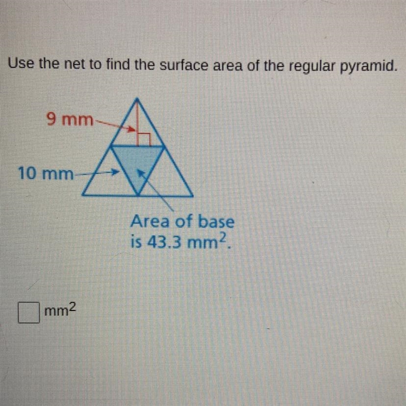 Use net to find the surface area of the regular pyramid. Thanks.-example-1