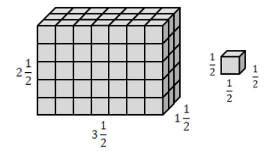 A box is filled with cubes of side length 12 inch as shown below. Which statement-example-1