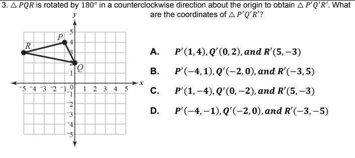 △ PQR is rotated by 180° in a counterclockwise direction about the origin to obtain-example-1