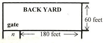 Kylie installed a fence along the 500-foot perimeter of her rectangular backyard. She-example-1