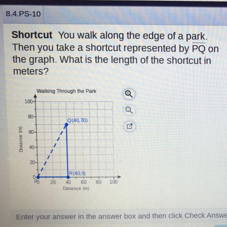 "The length of the shortcut is ____ m." PLEASE HELP ASAP!!!!!!-example-1