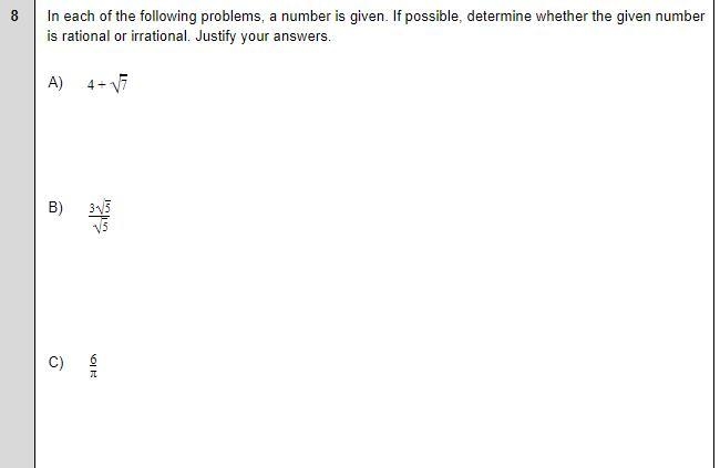 In each of the following problems, a number is given. If possible, determine whether-example-1