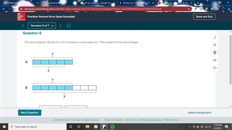 For each diagram, decide if y is an increase or a decrease of x. Then determine the-example-1