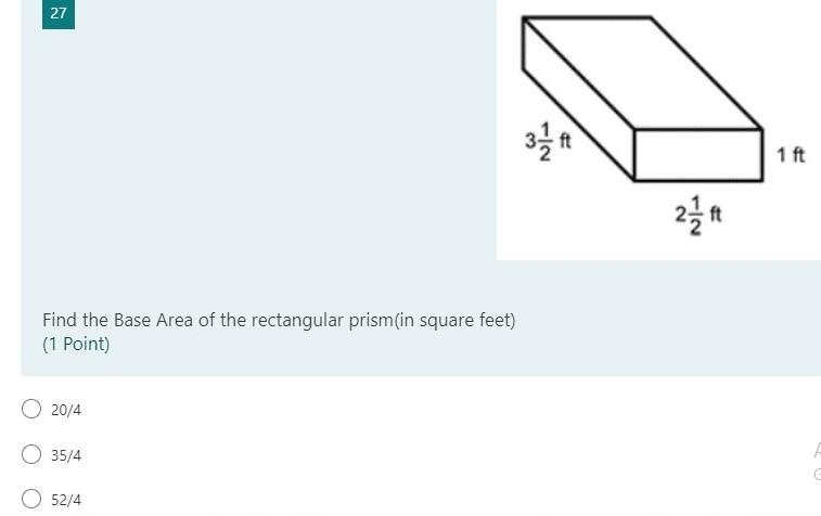 Find the Base Area of the rectangular prism(in square feet)-example-1