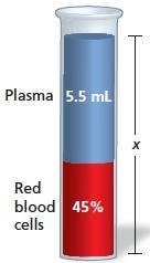 ❤❤❤❤❤❤❤❤❤❤❤❤❤❤❤❤❤❤❤ The volume of red blood cells in a blood sample is equal to the-example-1