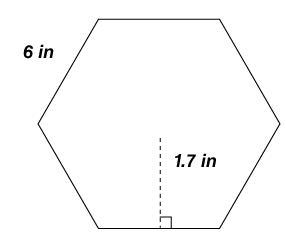 A paving stone in the shape of a regular hexagon is shown below. The area of the paving-example-1