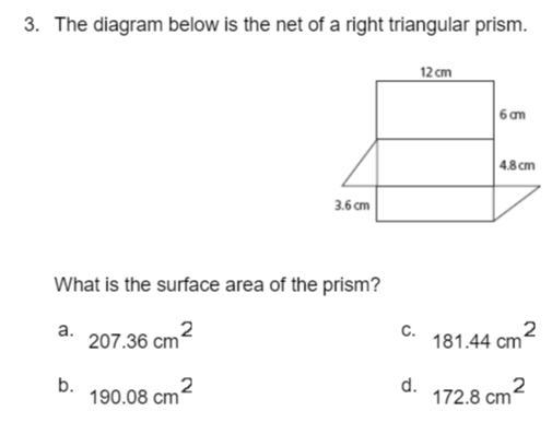 The diagram below is a net of a right triangular prism.-example-1