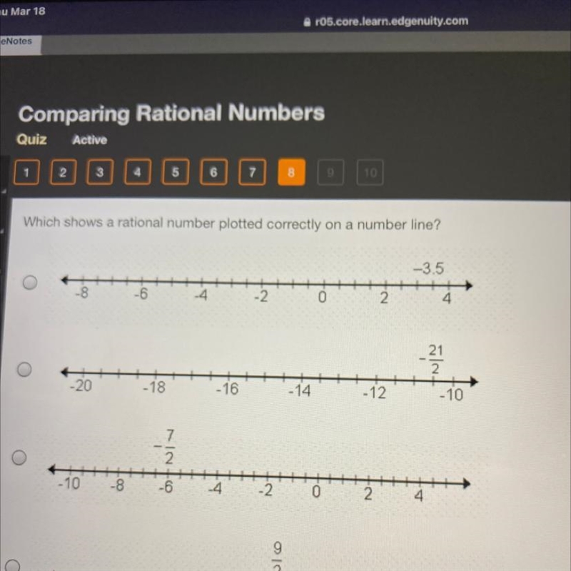 IM TIMEDDD HELP!! Which shows a rational number plotted correctly on a number line-example-1