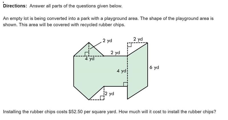 An empty lot is being converted into a park with a playground area. The shape of the-example-1