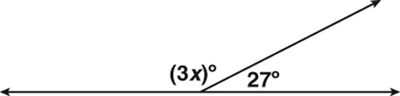 Which equation represents the relationship between the angles shown below? 3 x = 27 3 x-example-1