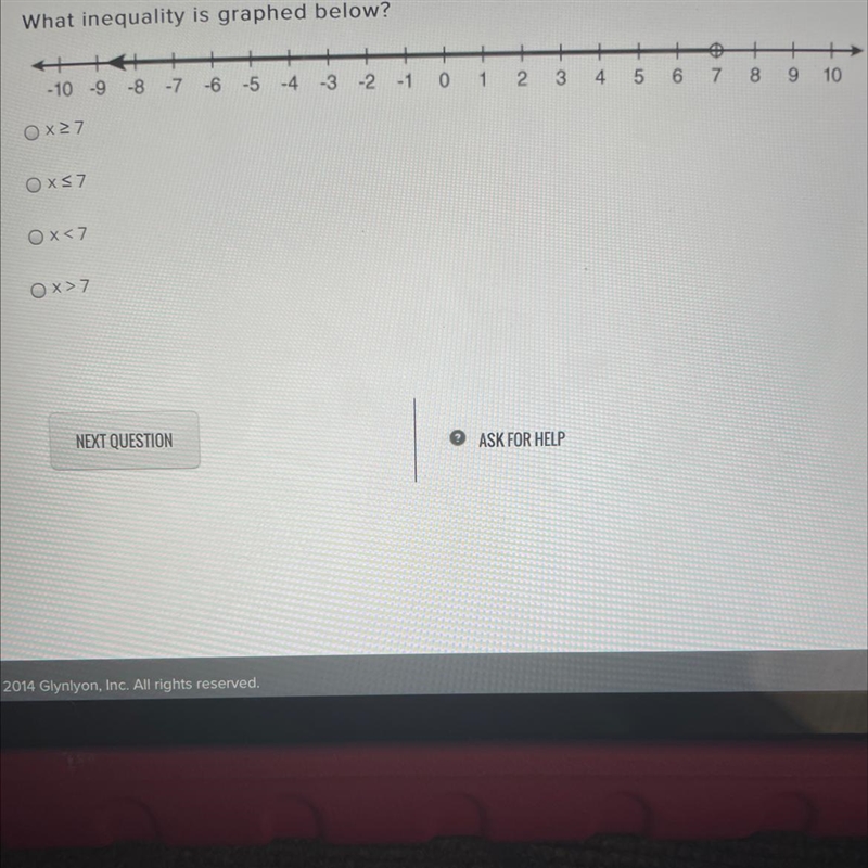 What inequality is graphed below?-example-1