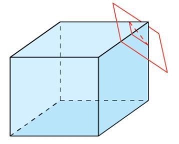 Which describes the intersection of the plane and the solid? a. triangle b. parallelogram-example-1